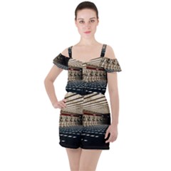 Dark Tunnels Within A Tunnel Ruffle Cut Out Chiffon Playsuit by artworkshop