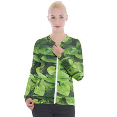 Layered Plant Leaves Iphone Wallpaper Casual Zip Up Jacket
