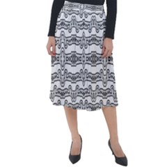 Black And White Tribal Print Pattern Classic Velour Midi Skirt  by dflcprintsclothing