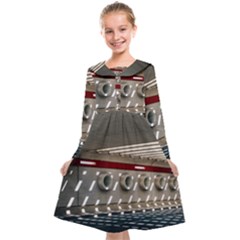Patterned Tunnels On The Concrete Wall Kids  Midi Sailor Dress by artworkshop