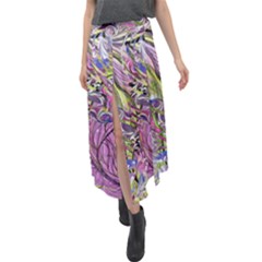 Abstract Intarsio Velour Split Maxi Skirt