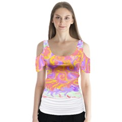 Abstract T- Shirt Circle Beauty In Abstract T- Shirt Butterfly Sleeve Cutout Tee 