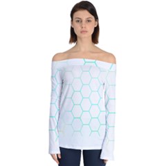 Abstract T- Shirt Honeycomb Pattern 4 Off Shoulder Long Sleeve Top