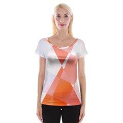 Abstract T- Shirt Peach Geometric Chess Colorful Pattern T- Shirt Cap Sleeve Top by maxcute