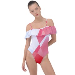 Abstract T- Shirt Pink Chess Player Abstract Colorful Texture T- Shirt Frill Detail One Piece Swimsuit by maxcute