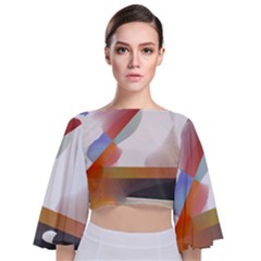Abstract T- Shirt Pink Colorful Abstract Minimalism T- Shirt Tie Back Butterfly Sleeve Chiffon Top by maxcute