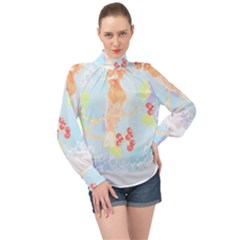 Bird Lover T- Shirtbird T- Shirt (13) High Neck Long Sleeve Chiffon Top by maxcute