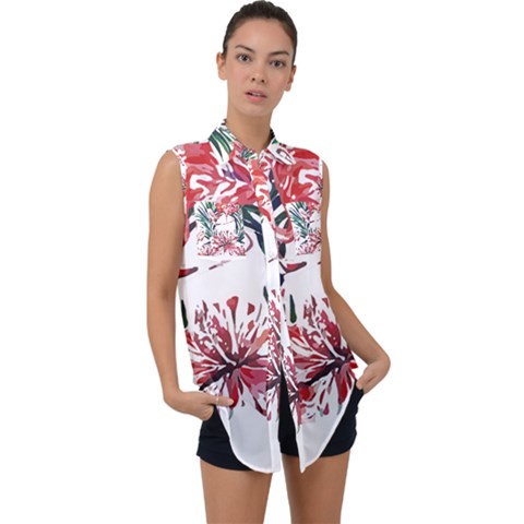 Botanical T- Shirt Botanical Pattern Hummingbird T- Shirt Sleeveless Chiffon Button Shirt by maxcute