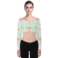 Boxer Dog Pattern T- Shirt Boxer Dog Pattern T- Shirt Velvet Long Sleeve Crop Top