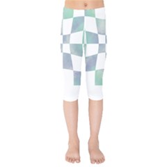Checkerboard T- Shirt Psychedelic Watercolor Check Aqua T- Shirt Kids  Capri Leggings  by maxcute