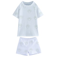 Dog Paw Print T- Shirt Paw Pattern T- Shirt Kids  Swim Tee And Shorts Set by maxcute