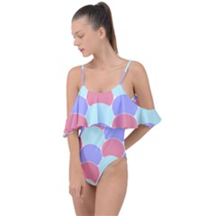 Fish Scale Pattern T- Shirtvery Peri Fish Scale Pattern T- Shirt Drape Piece Swimsuit by maxcute