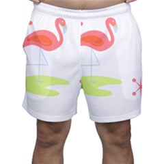 Flamingo T- Shirt Mid- Century Modern Pink Flamingo With Retro Icons Repeating Pattern T- Shirt Men s Shorts by maxcute