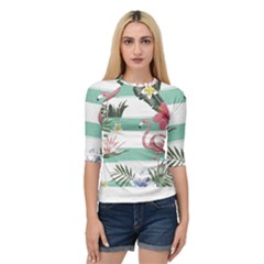Flamingos T- Shirt Flamingos Tropical Pattern T- Shirt Quarter Sleeve Raglan Tee
