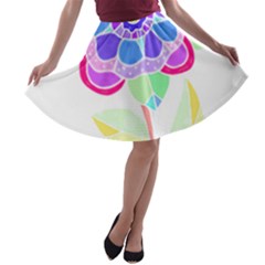Flower Illustration T- Shirtflower T- Shirt A-line Skater Skirt by maxcute