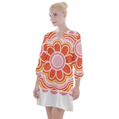 Flower T- Shirt Flower Granny Square T- Shirt Open Neck Shift Dress by maxcute
