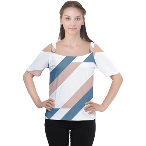 Geometric Abstract Art T- Shirt Mountain River Pattern Cutout Shoulder Tee by maxcute