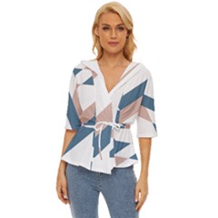 Geometric Abstract Art T- Shirt Mountain River Pattern Lightweight Drawstring Hooded Top by maxcute