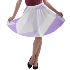 Geometric Abstract Art T- Shirt Purple Mountains Pattern A-line Skater Skirt