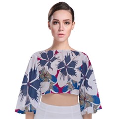 Hawaii T- Shirt Hawaii Branch Pattern T- Shirt Tie Back Butterfly Sleeve Chiffon Top by maxcute