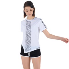 Henna Alphabet T- Shirt Henna Alphabet T Asymmetrical Short Sleeve Sports Tee by maxcute