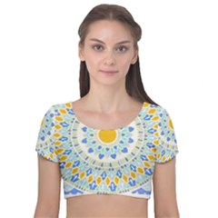 Mandala T- Shirt Ornate Mandala T- Shirt Velvet Short Sleeve Crop Top 