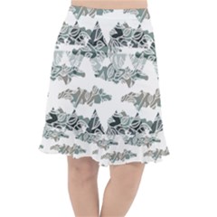 Nature Pattern T- Shirt Minimalist Leaf Line Art Illustration As A Seamless Surface Pattern Design ( Fishtail Chiffon Skirt by maxcute