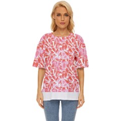 Nature Pattern T- Shirt Minimalist Leaf Line Art Illustration As A Seamless Surface Pattern Oversized Basic Tee