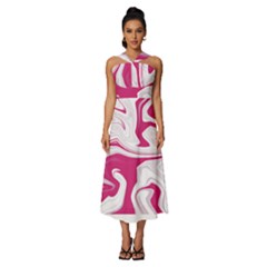 Pink Marble T- Shirt Pink Red Elegante Liquid Marble Fluid Art Design Style  T- Shirt Sleeveless Cross Front Cocktail Midi Chiffon Dress by maxcute