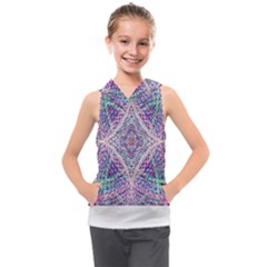 Psychedelic Pattern T- Shirt Psychedelic Pastel Fractal All Over Pattern T- Shirt Kids  Sleeveless Hoodie