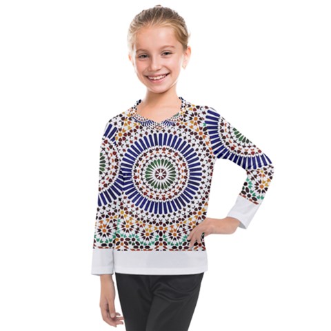 Tiles T- Shirttile Pattern, Moroccan Zellige Tilework T- Shirt Kids  Long Mesh Tee by maxcute