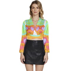 Tropical Fruit T- Shirt P I N E A P P L E A T S E A F U N N Y D E S I G N F O R W O M E N S T- Shirt Long Sleeve Tie Back Satin Wrap Top by maxcute