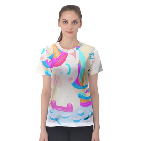 Unicorn Lover T- Shirt Cartoon Little Unicorn  T- Shirt Women s Sport Mesh Tee by maxcute