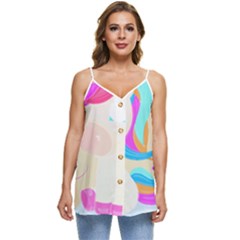 Unicorn Lover T- Shirt Cartoon Little Unicorn  T- Shirt Casual Spaghetti Strap Chiffon Top by maxcute