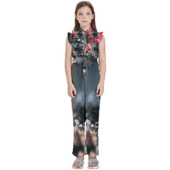 Chocolate Dark Kids  Sleeveless Ruffle Edge Band Collar Chiffon One Piece by artworkshop