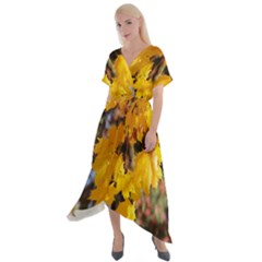Amazing Arrowtown Autumn Leaves Cross Front Sharkbite Hem Maxi Dress by artworkshop