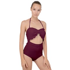 Burgundy Scarlet Scallop Top Cut Out Swimsuit by BohoMe