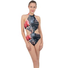 Chocolate Dark Halter Side Cut Swimsuit by artworkshop