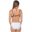 Colorfull pattern Double Strap Halter Bikini Top View2
