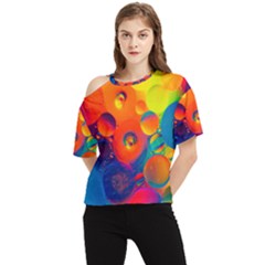 Colorfull Pattern One Shoulder Cut Out Tee by artworkshop