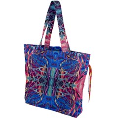 Cobalt Arabesque Drawstring Tote Bag