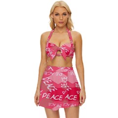 Background Peace Doodles Graphic Vintage Style Bikini Top And Skirt Set  by Ravend