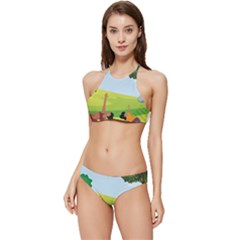 Mother And Daughter Yoga Art Celebrating Motherhood And Bond Between Mom And Daughter  Banded Triangle Bikini Set by SymmekaDesign