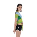 Mother And Daughter Yoga Art Celebrating Motherhood And Bond Between Mom And Daughter. Asymmetrical Short Sleeve Sports Tee View3