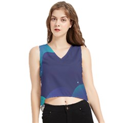 Abstract Blue Texture Space V-neck Cropped Tank Top