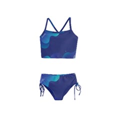 Abstract Blue Texture Space Girls  Tankini Swimsuit