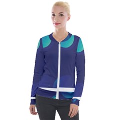 Abstract Blue Texture Space Velvet Zip Up Jacket by Ravend