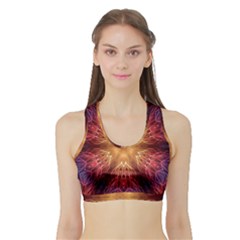 Fractal Abstract Artistic Sports Bra With Border