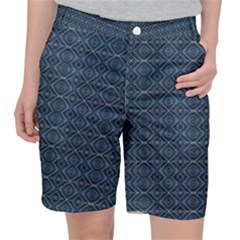 Blue Diamonds Motif Fancy Pattern Design Pocket Shorts by dflcprintsclothing