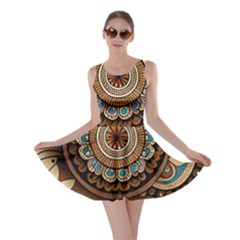 Bohemian Flair In Blue And Earthtones Skater Dress by HWDesign